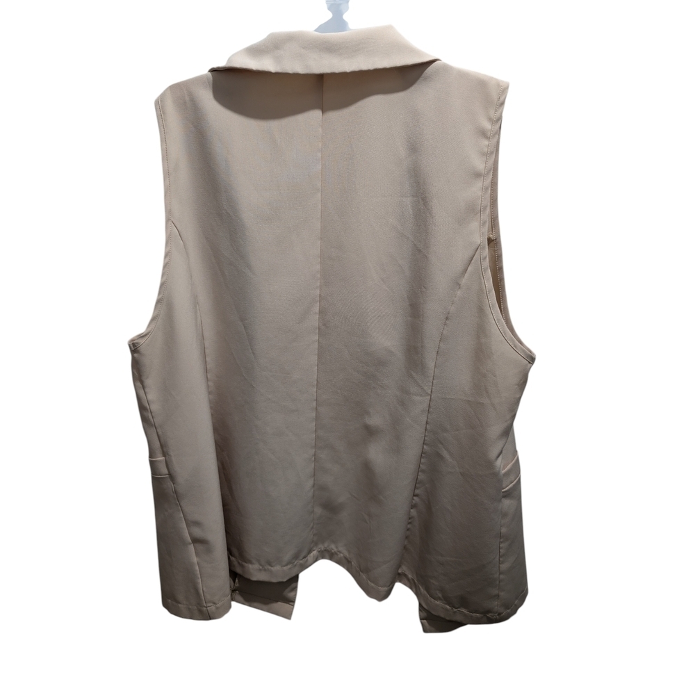 Beige Sleeveless Blazer Vest 2X Plus  Tailored Office Workwear Scandi Girl Mini - Picture 4 of 4